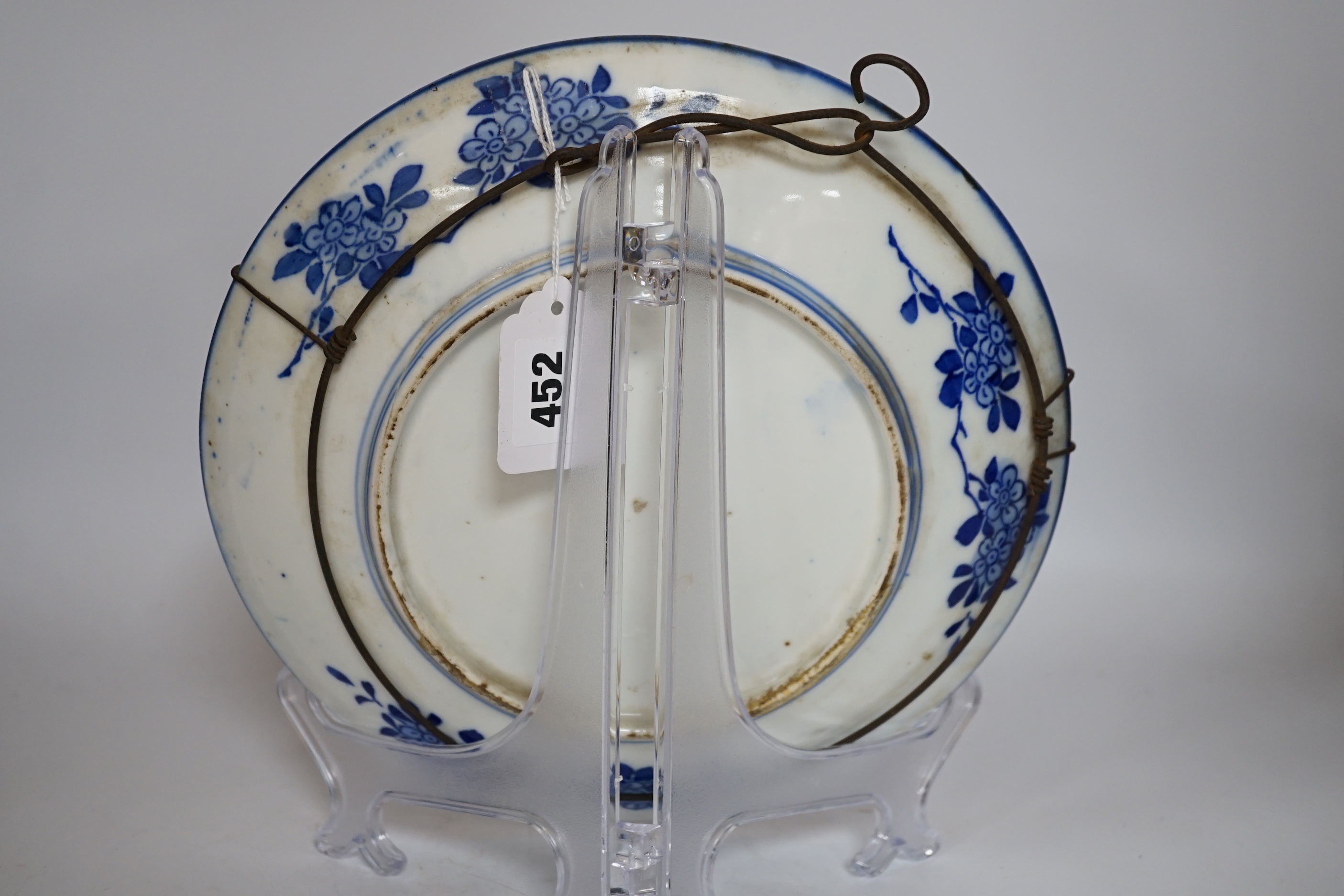 A Japanese porcelain and cloisonné enamel dish, 27.5cm diameter